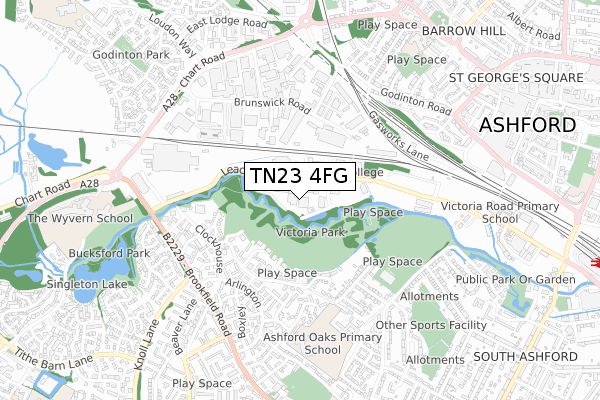 TN23 4FG map - small scale - OS Open Zoomstack (Ordnance Survey) TN23 4FG map - small scale - OS Open Zoomstack (Ordnance Survey)