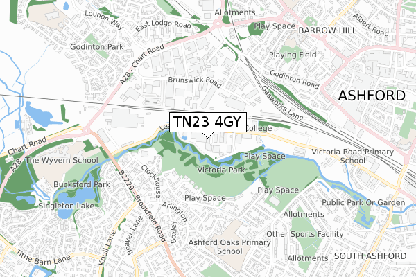 TN23 4GY map - small scale - OS Open Zoomstack (Ordnance Survey) TN23 4GY map - small scale - OS Open Zoomstack (Ordnance Survey)