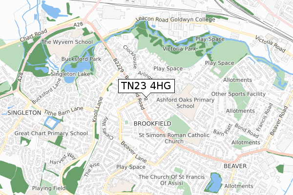 TN23 4HG map - small scale - OS Open Zoomstack (Ordnance Survey) TN23 4HG map - small scale - OS Open Zoomstack (Ordnance Survey)