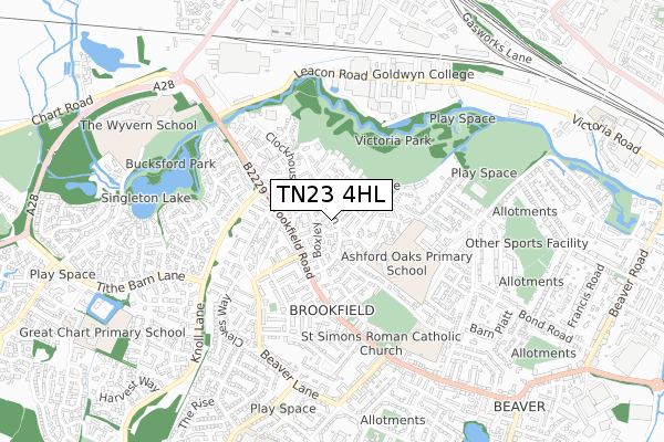 TN23 4HL map - small scale - OS Open Zoomstack (Ordnance Survey)