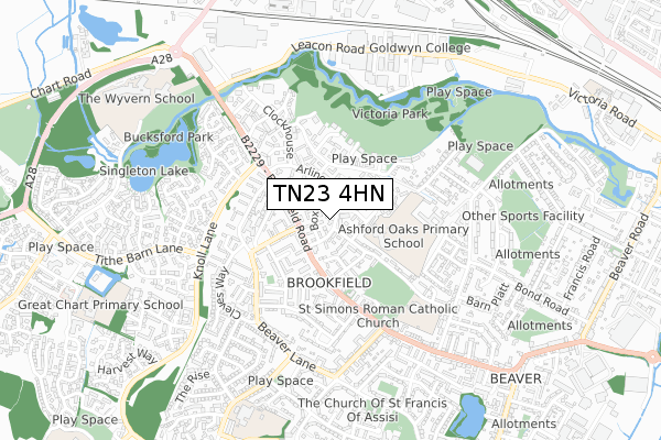 TN23 4HN map - small scale - OS Open Zoomstack (Ordnance Survey)