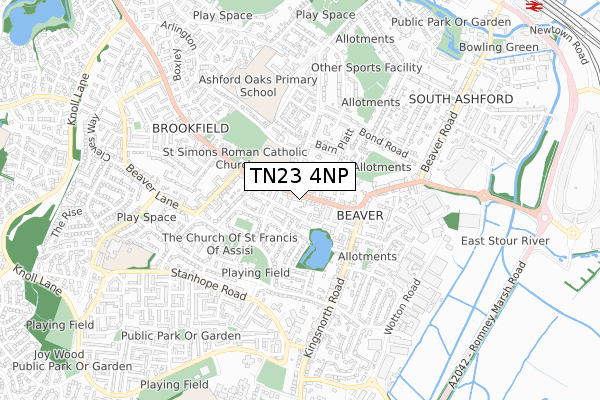 TN23 4NP map - small scale - OS Open Zoomstack (Ordnance Survey) TN23 4NP map - small scale - OS Open Zoomstack (Ordnance Survey)