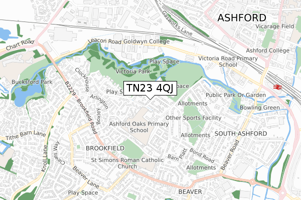 TN23 4QJ map - small scale - OS Open Zoomstack (Ordnance Survey) TN23 4QJ map - small scale - OS Open Zoomstack (Ordnance Survey)
