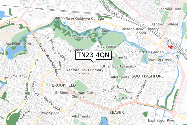 TN23 4QN map - small scale - OS Open Zoomstack (Ordnance Survey)