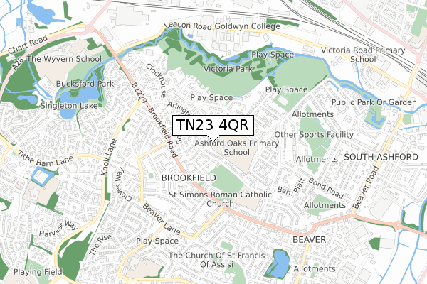 TN23 4QR map - small scale - OS Open Zoomstack (Ordnance Survey)