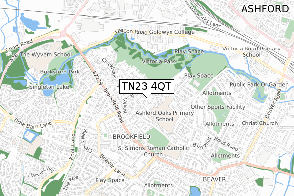 TN23 4QT map - small scale - OS Open Zoomstack (Ordnance Survey)