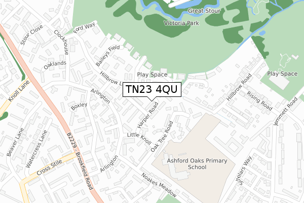 TN23 4QU map - large scale - OS Open Zoomstack (Ordnance Survey)