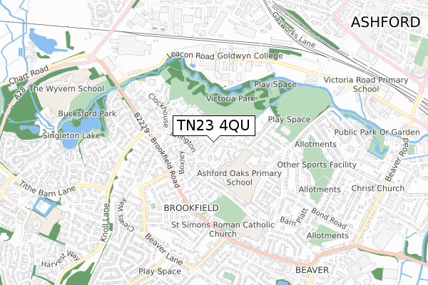 TN23 4QU map - small scale - OS Open Zoomstack (Ordnance Survey)