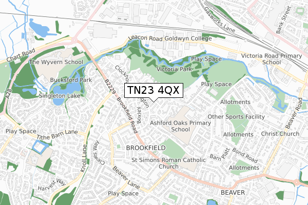 TN23 4QX map - small scale - OS Open Zoomstack (Ordnance Survey)