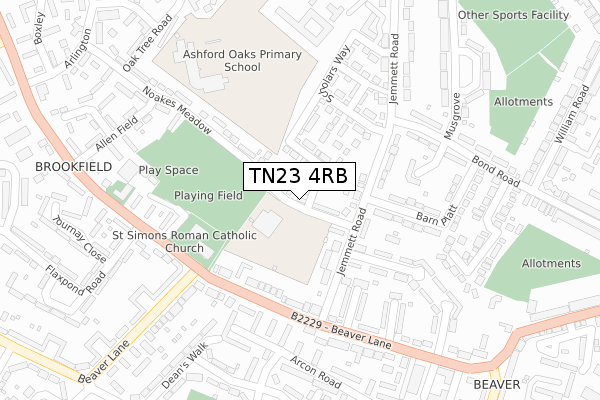 TN23 4RB map - large scale - OS Open Zoomstack (Ordnance Survey)