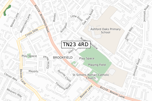 TN23 4RD map - large scale - OS Open Zoomstack (Ordnance Survey)