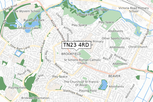 TN23 4RD map - small scale - OS Open Zoomstack (Ordnance Survey)