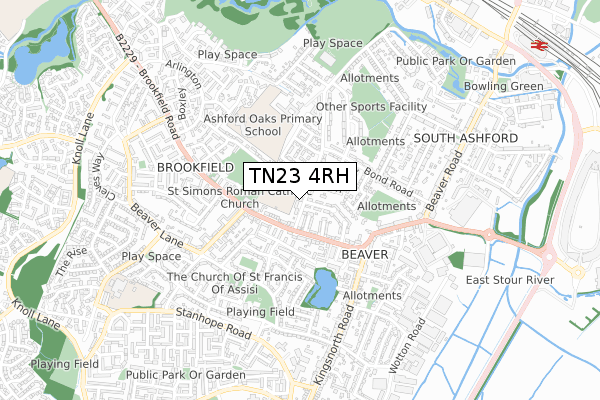 TN23 4RH map - small scale - OS Open Zoomstack (Ordnance Survey) TN23 4RH map - small scale - OS Open Zoomstack (Ordnance Survey)