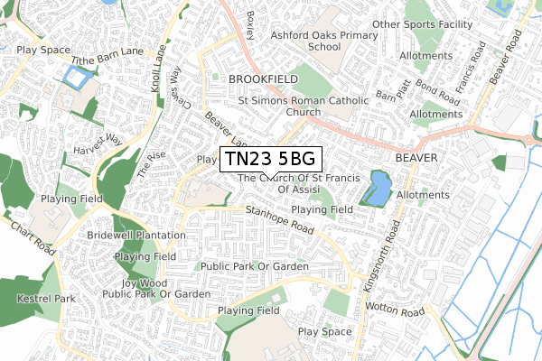 TN23 5BG map - small scale - OS Open Zoomstack (Ordnance Survey)