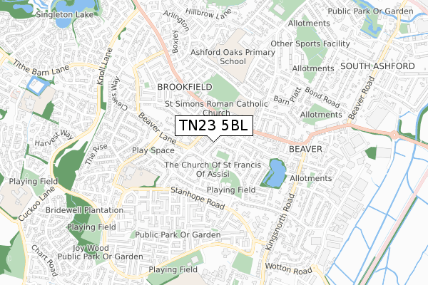 TN23 5BL map - small scale - OS Open Zoomstack (Ordnance Survey) TN23 5BL map - small scale - OS Open Zoomstack (Ordnance Survey)