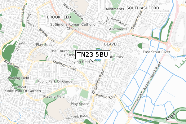 TN23 5BU map - small scale - OS Open Zoomstack (Ordnance Survey)