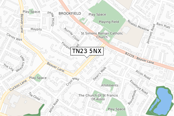 TN23 5NX map - large scale - OS Open Zoomstack (Ordnance Survey)