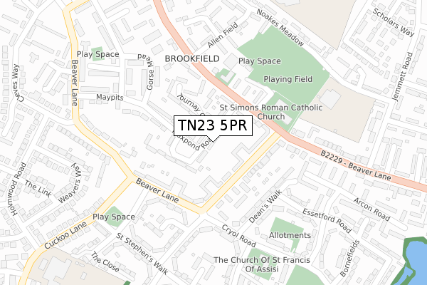 TN23 5PR map - large scale - OS Open Zoomstack (Ordnance Survey)