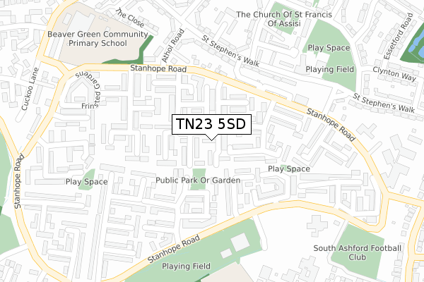 TN23 5SD map - large scale - OS Open Zoomstack (Ordnance Survey)