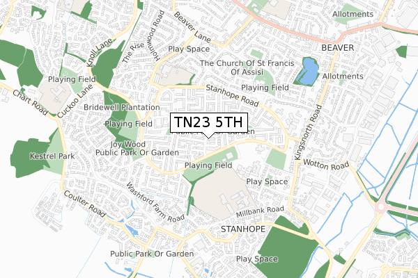 TN23 5TH map - small scale - OS Open Zoomstack (Ordnance Survey)