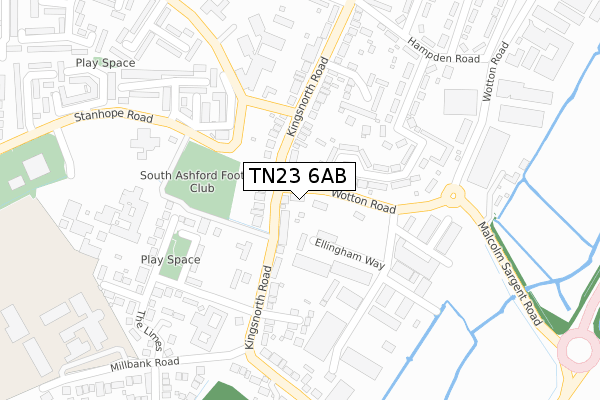 TN23 6AB map - large scale - OS Open Zoomstack (Ordnance Survey)