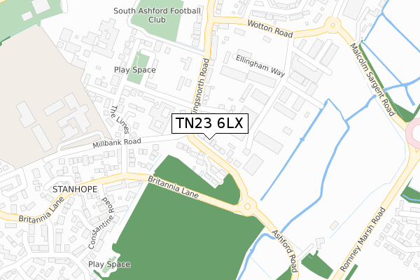 TN23 6LX map - large scale - OS Open Zoomstack (Ordnance Survey)