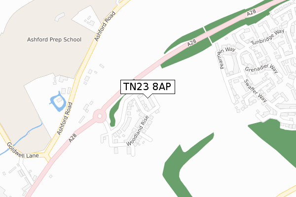 TN23 8AP map - large scale - OS Open Zoomstack (Ordnance Survey) TN23 8AP map - large scale - OS Open Zoomstack (Ordnance Survey)