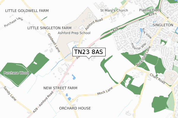TN23 8AS map - small scale - OS Open Zoomstack (Ordnance Survey) TN23 8AS map - small scale - OS Open Zoomstack (Ordnance Survey)