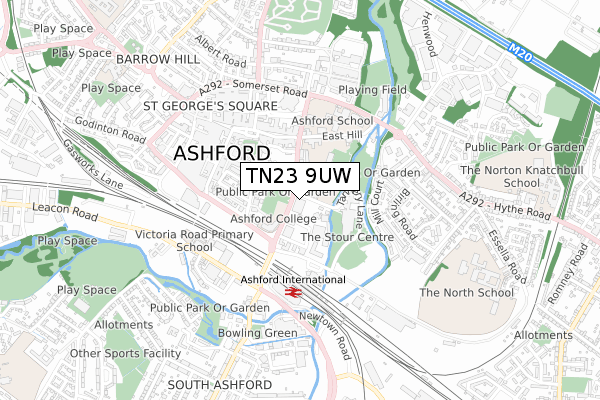 TN23 9UW map - small scale - OS Open Zoomstack (Ordnance Survey) TN23 9UW map - small scale - OS Open Zoomstack (Ordnance Survey)