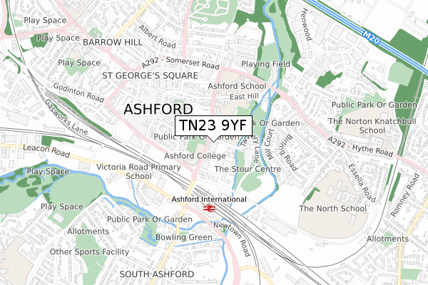 TN23 9YF map - small scale - OS Open Zoomstack (Ordnance Survey) TN23 9YF map - small scale - OS Open Zoomstack (Ordnance Survey)