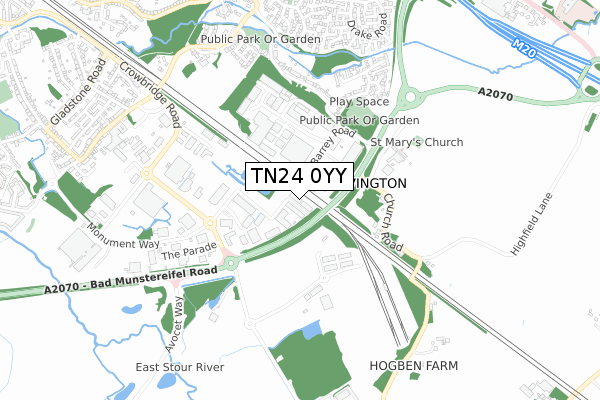 TN24 0YY map - small scale - OS Open Zoomstack (Ordnance Survey)