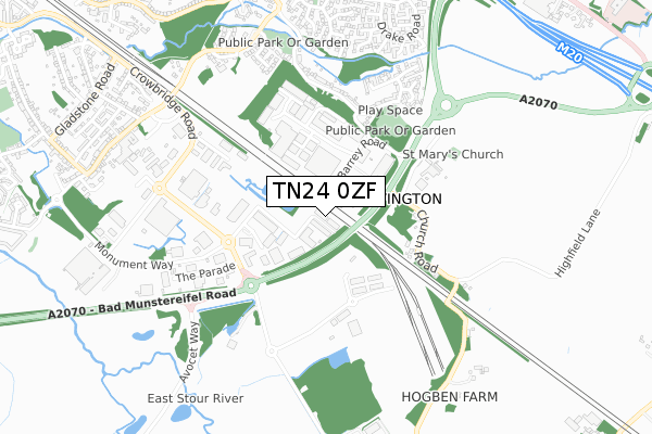 TN24 0ZF map - small scale - OS Open Zoomstack (Ordnance Survey)