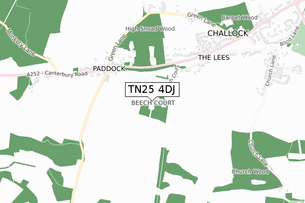 TN25 4DJ map - small scale - OS Open Zoomstack (Ordnance Survey)