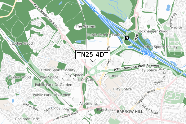 TN25 4DT map - small scale - OS Open Zoomstack (Ordnance Survey)