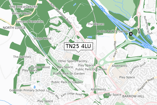 TN25 4LU map - small scale - OS Open Zoomstack (Ordnance Survey)