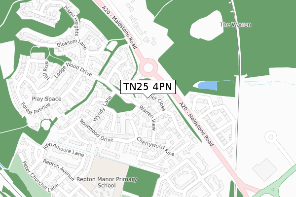 TN25 4PN map - large scale - OS Open Zoomstack (Ordnance Survey)