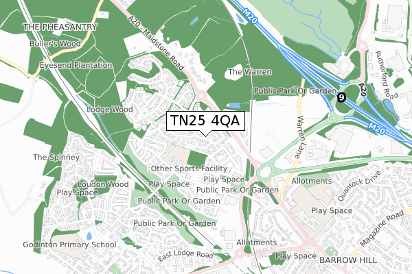 TN25 4QA map - small scale - OS Open Zoomstack (Ordnance Survey)