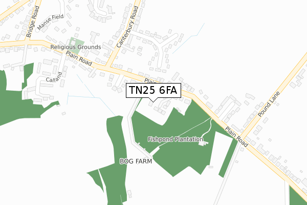 TN25 6FA map - large scale - OS Open Zoomstack (Ordnance Survey)