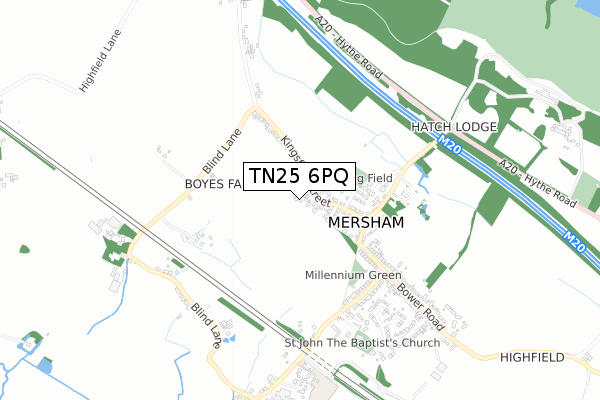 TN25 6PQ map - small scale - OS Open Zoomstack (Ordnance Survey)