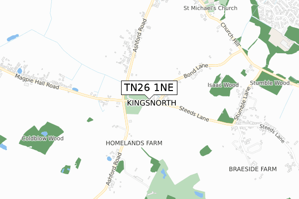 TN26 1NE map - small scale - OS Open Zoomstack (Ordnance Survey)