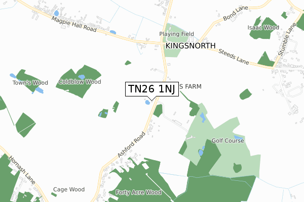 TN26 1NJ map - small scale - OS Open Zoomstack (Ordnance Survey)