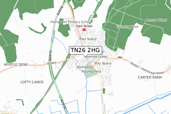 TN26 2HG map - small scale - OS Open Zoomstack (Ordnance Survey)