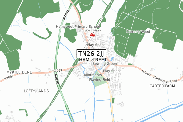 TN26 2JJ map - small scale - OS Open Zoomstack (Ordnance Survey)