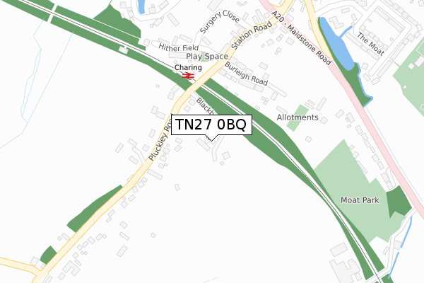 TN27 0BQ map - large scale - OS Open Zoomstack (Ordnance Survey)