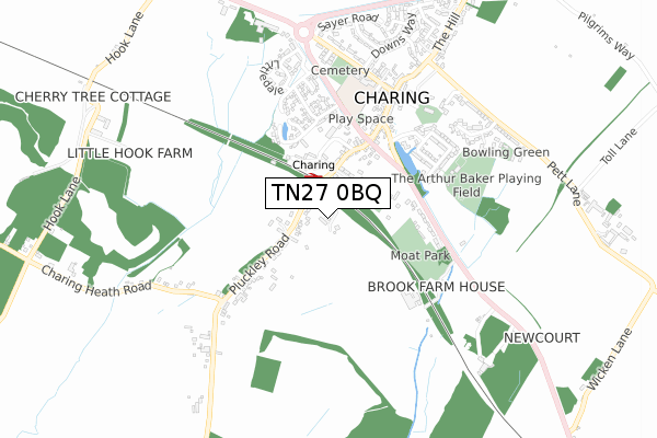TN27 0BQ map - small scale - OS Open Zoomstack (Ordnance Survey)