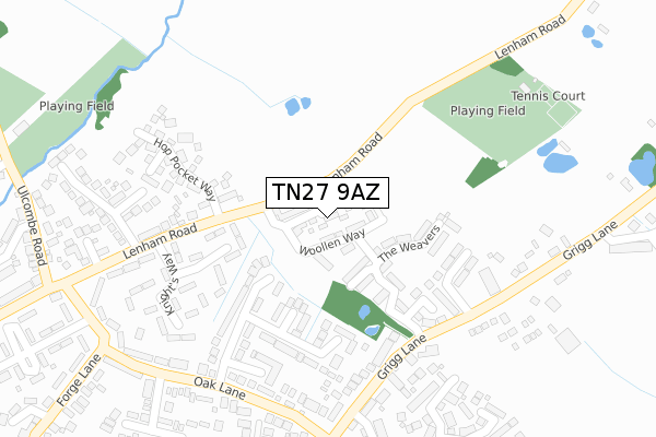 TN27 9AZ map - large scale - OS Open Zoomstack (Ordnance Survey)