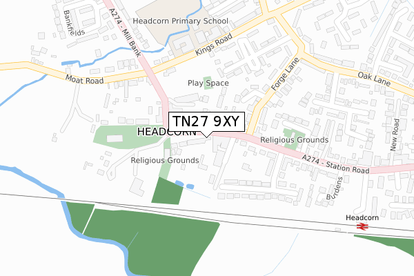 TN27 9XY map - large scale - OS Open Zoomstack (Ordnance Survey)
