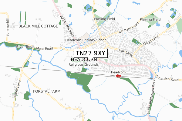 TN27 9XY map - small scale - OS Open Zoomstack (Ordnance Survey)