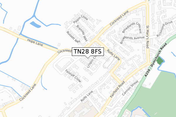 TN28 8FS map - large scale - OS Open Zoomstack (Ordnance Survey)