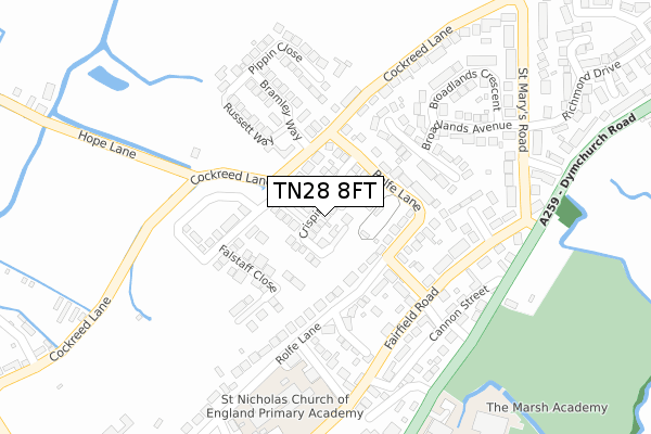 TN28 8FT map - large scale - OS Open Zoomstack (Ordnance Survey)